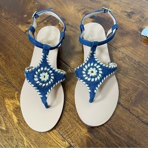 Jack Rogers Elise Sandals in Denim and Gold